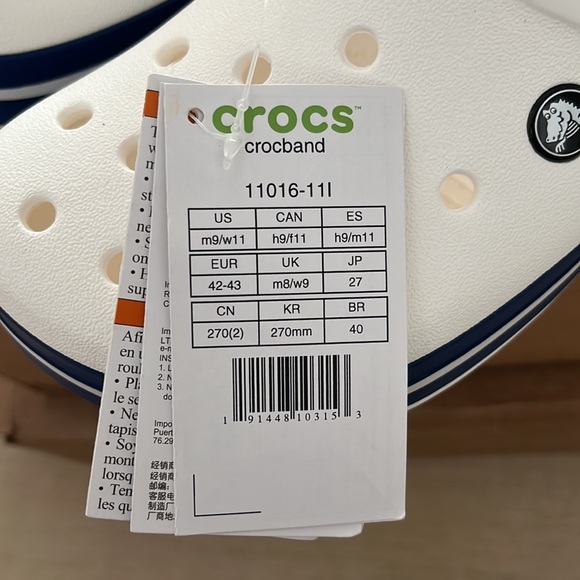 Crocs crocband red white & blue - men’s 9 - Picture 2 of 4